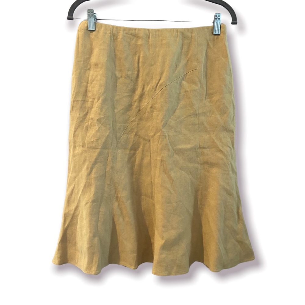 VINTAGE Italian Tulip Hem Skirt Knee Length Linen Blend Size 8